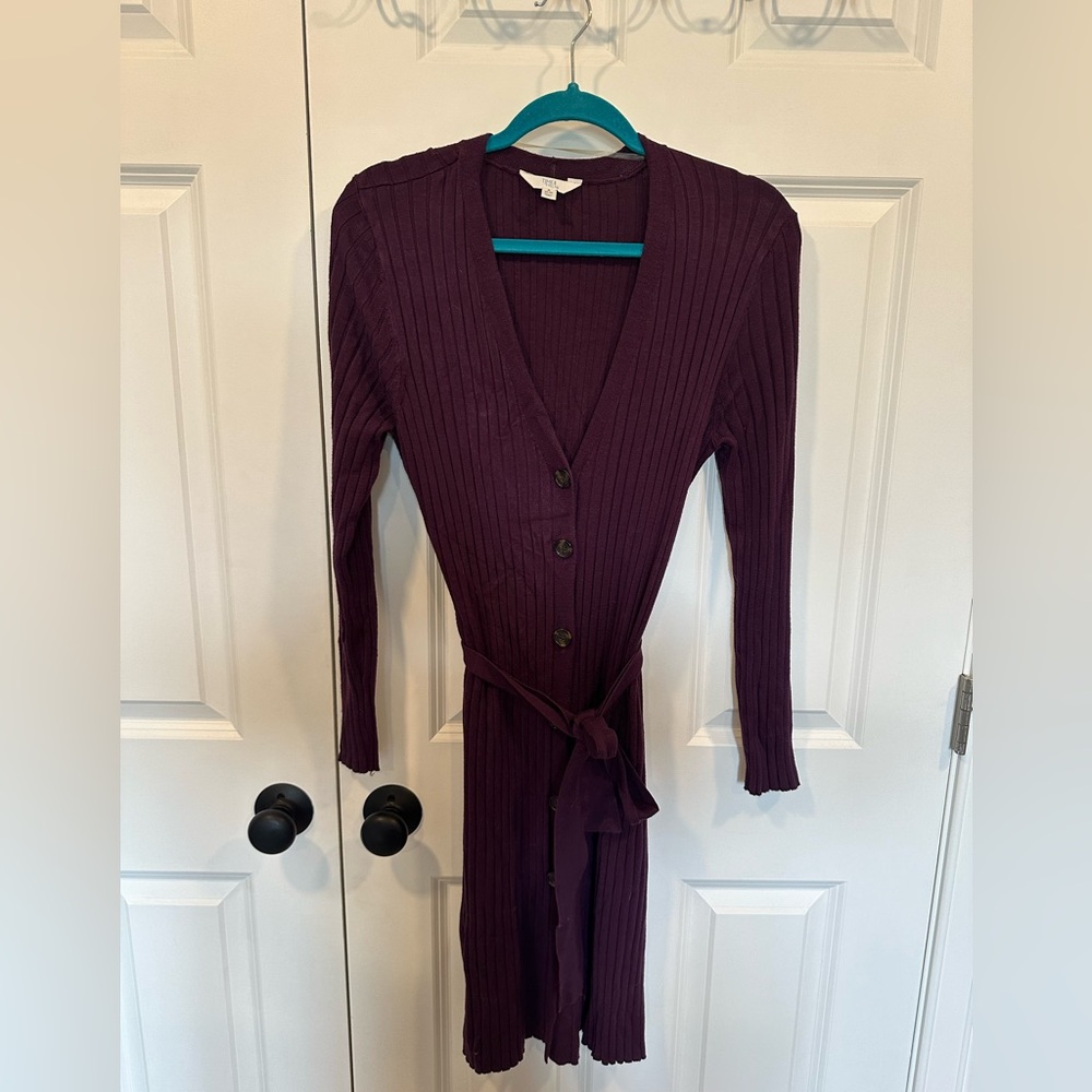 Purple duster cardigan sweater